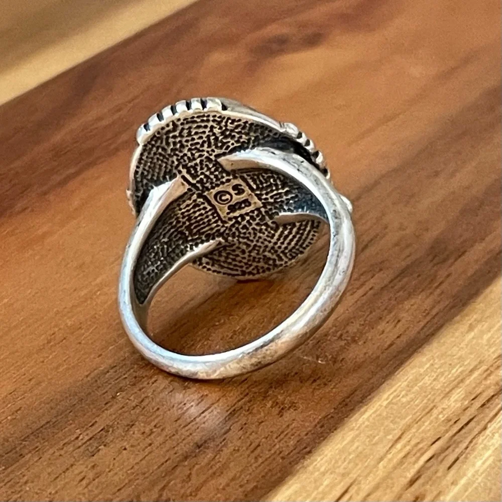 Navajo Handmade 925 Sterling Silver Turquoise Vntg Native American Ring, Size 10
